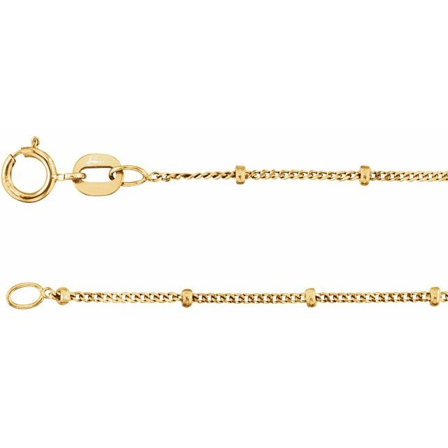 14K Yellow 1 mm Beaded Curb 20' Chain