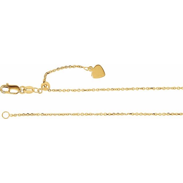 14K Yellow 1 mm Adjustable Cable 16-22' Chain