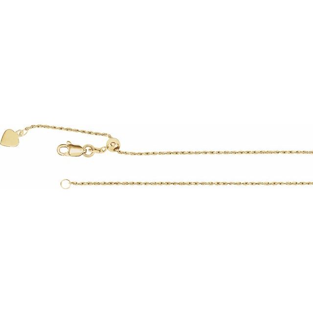14K Yellow 1 mm Adjustable Rope 16-22' Chain