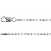 Sterling Silver 2 mm Hollow Bead 24' Chain