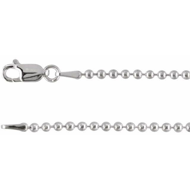 Sterling Silver 2 mm Hollow Bead 24' Chain