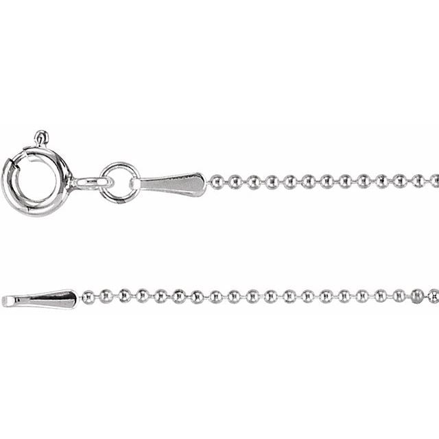 Sterling Silver 1 Mm Hollow Bead 18' Chain