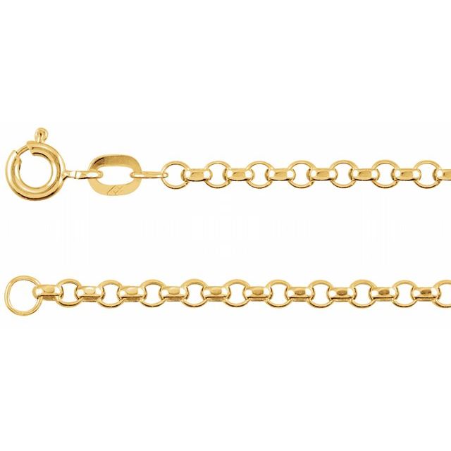 14K Yellow 2.5 mm Hollow Diamond-Cut Rolo 7' Chain