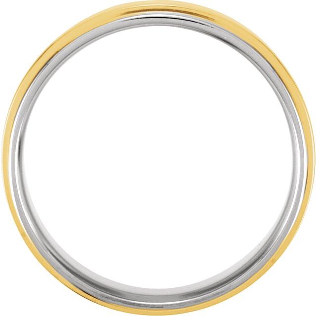 Platinum & 18k Yellow & Platinum Inlay 7.5 Mm Flat Comfort-fit Band Size 10.5