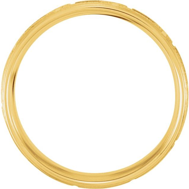 14K Yellow/White/Yellow 7 mm Greek Key Pattern Band Size 12.5