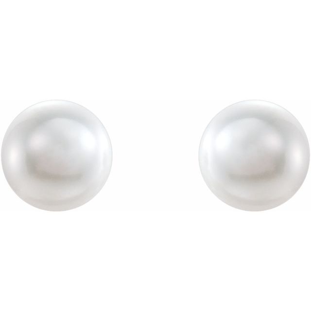 14K Rose Cultured White Akoya Pearl Earrings