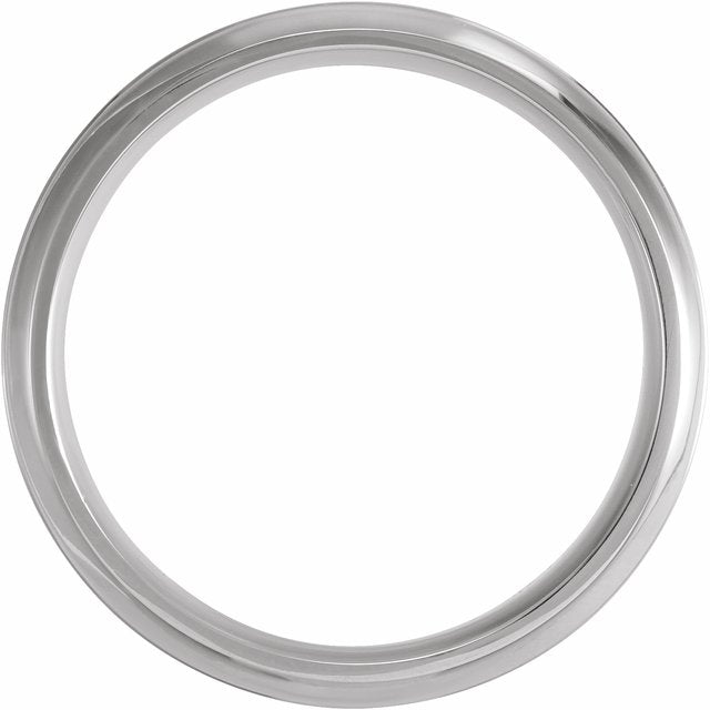 14K White 8 mm Grooved Beveled-Edge Band Size 8.5