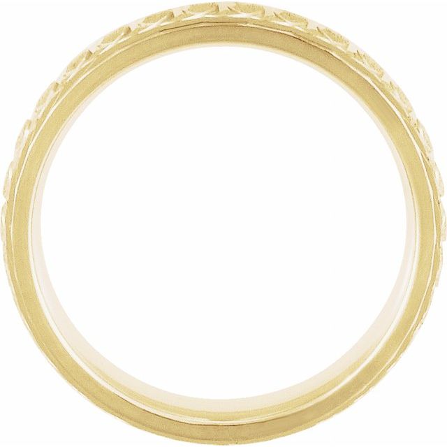 14K Yellow 6 mm Patterned Comfort-Fit Band Size 7.5