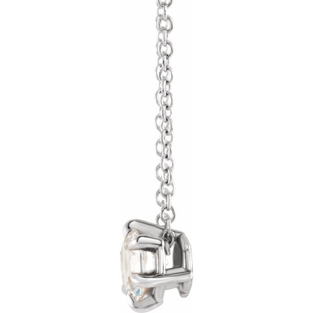 14K White 1 CT Lab-Grown Diamond Solitaire 16-18' Necklace