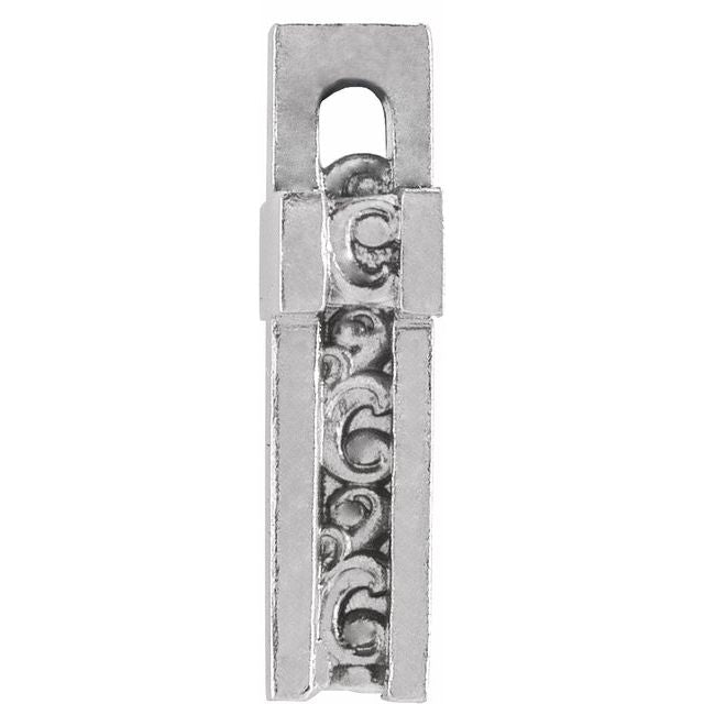 14K White Scroll Cross Pendant