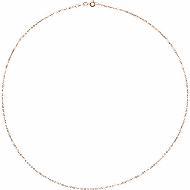14K Rose 1 mm Diamond-Cut Cable 16' Chain