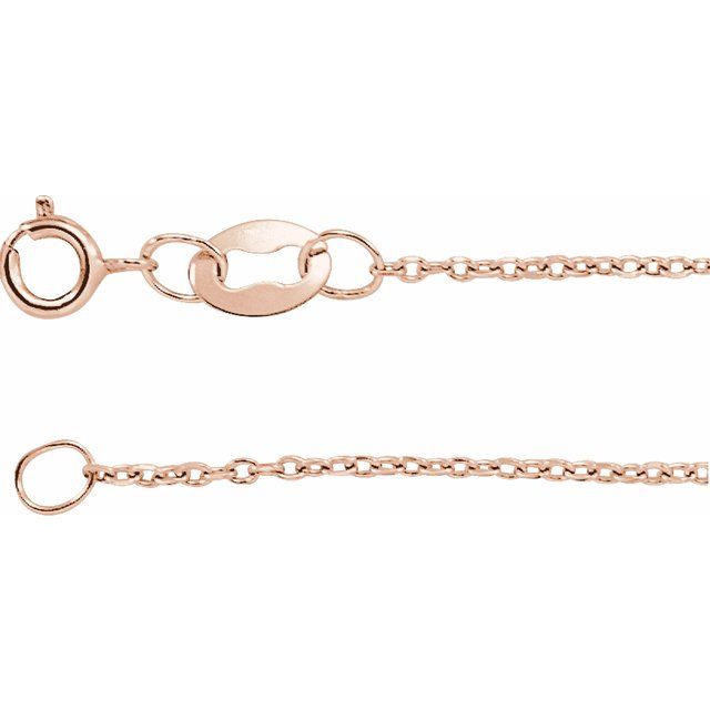 18K Rose 1 mm Diamond-Cut Cable 20' Chain