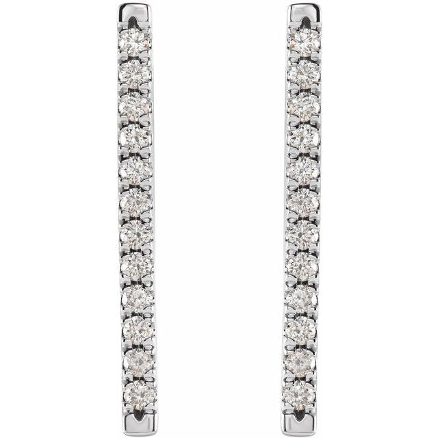 14K White 1/3 CTW Natural Diamond French-Set Bar Earrings