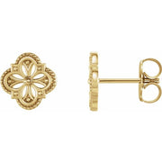 14K Yellow Vintage-Inspired Clover Earrings