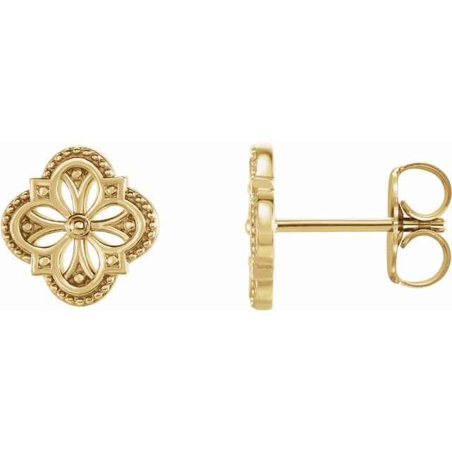 14K Yellow Vintage-Inspired Clover Earrings