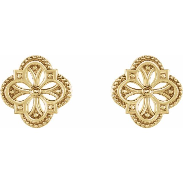 14K Yellow Vintage-Inspired Clover Earrings
