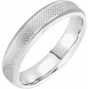 Sterling Silver 5 mm  Knurled Beveled-Edge Band Size 9.5