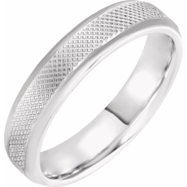 Sterling Silver 5 mm  Knurled Beveled-Edge Band Size 9.5