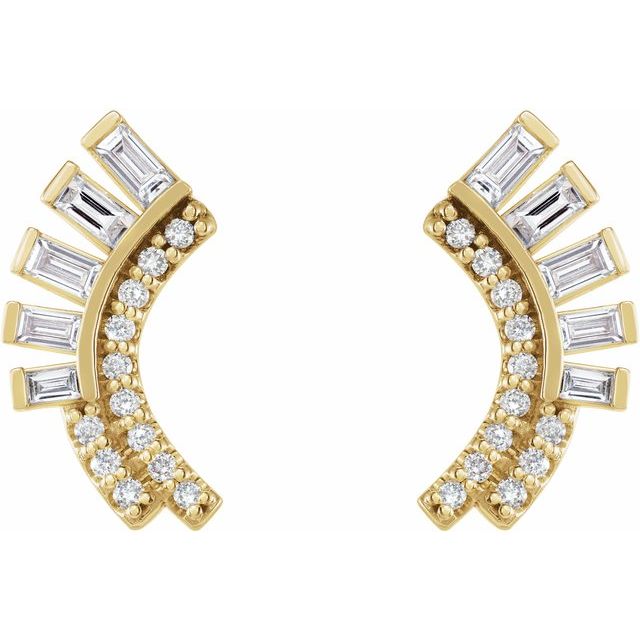 14K Yellow 1/3 CTW Natural Diamond Fan Earrings