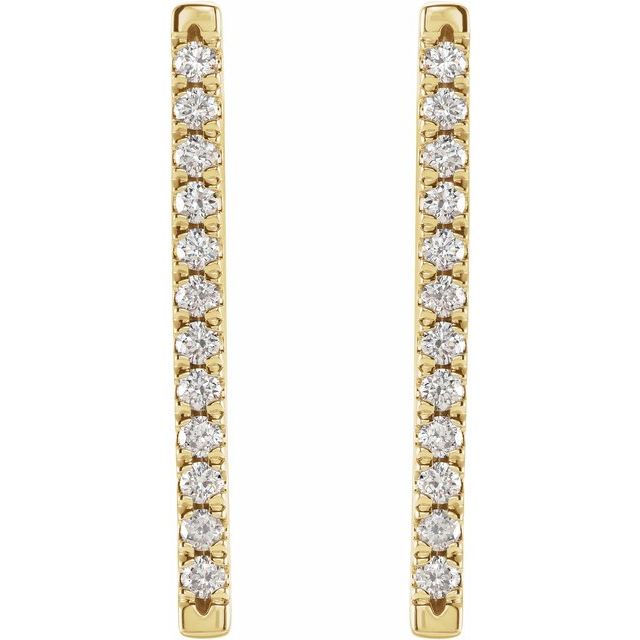 14K Yellow 1/3 CTW Natural Diamond French-Set Bar Earrings