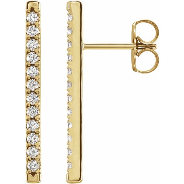 14K Yellow 1/3 CTW Natural Diamond French-Set Bar Earrings