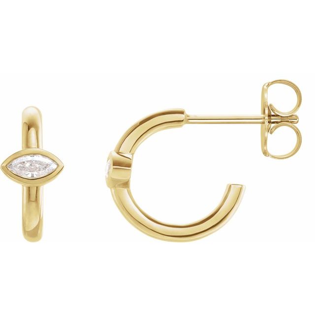 14K Yellow 1/8 CTW Natural Diamond Huggie Hoop Earrings