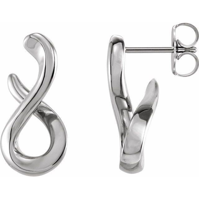 14K White Infinity-Inspired Drop Earrings