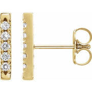 14K Yellow 1/8 CTW Natural Diamond French-Set Bar Earrings