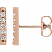 14K Rose 1/8 CTW Natural Diamond French-Set Bar Earrings