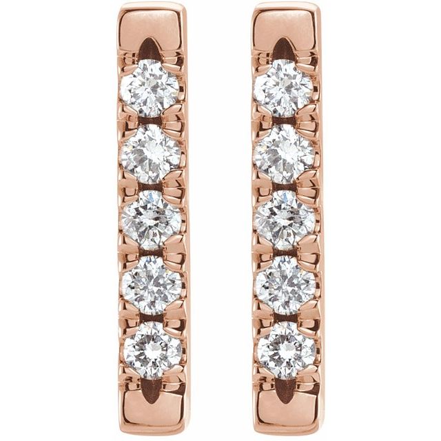 14K Rose 1/8 CTW Natural Diamond French-Set Bar Earrings