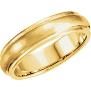 14K Yellow 5 mm Grooved Band with Satin Finish Size 9.5