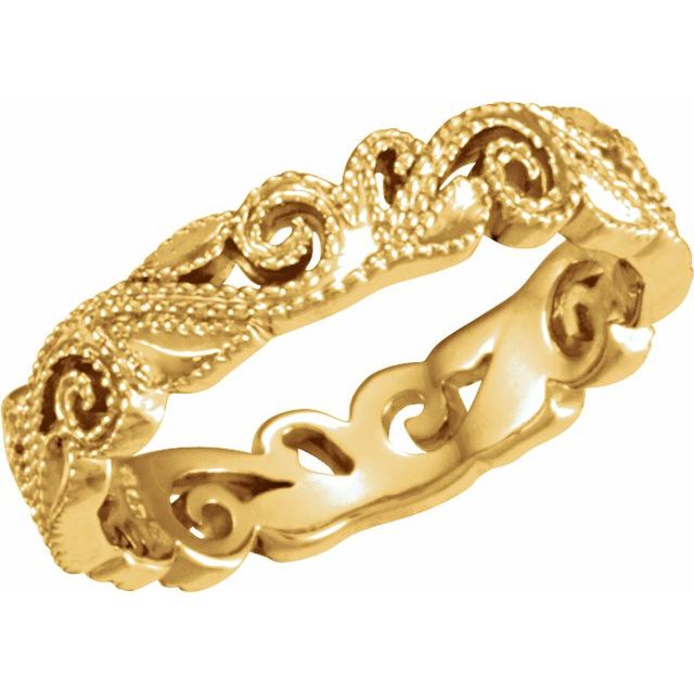 14k Yellow 4.5 Mm Sculptural Band Size 6.5