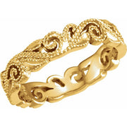 14K Yellow 4.5 mm Scroll Band Size 8