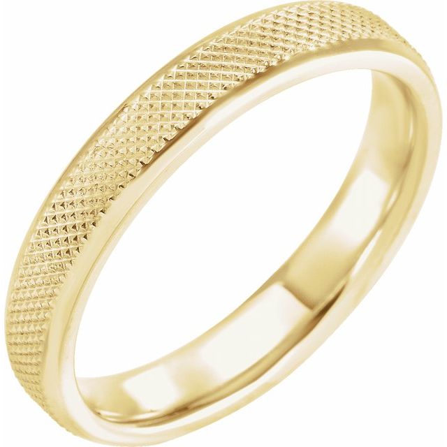 14K Yellow 4 mm  Knurled Beveled-Edge Band Size 6.5