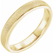 14K Yellow 4 mm  Knurled Beveled-Edge Band Size 10