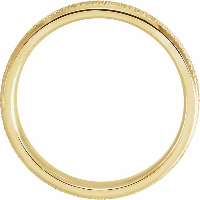 14K Yellow 4 mm  Knurled Beveled-Edge Band Size 6.5