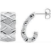 14K White J-Hoop Earrings