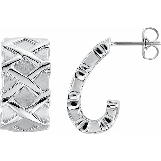 14K White J-Hoop Earrings