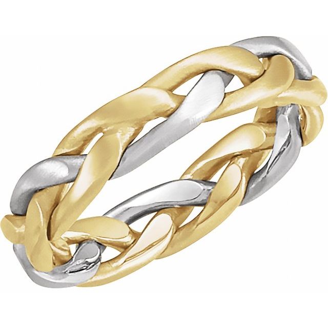 14k Yellow/white 4.5 Mm Woven-design Band Size 4.5