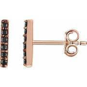 14K Rose 1/10 CTW Natural Black Diamond Bar Earrings