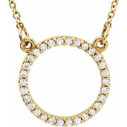 14k Yellow 1/8 Ctw Natural Diamond Circle 16' Necklace