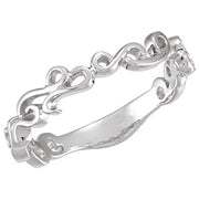 14k White 4 Mm Scroll Design Band