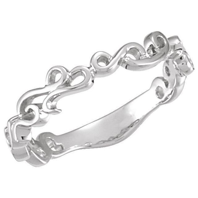 14k White 4 Mm Scroll Design Band
