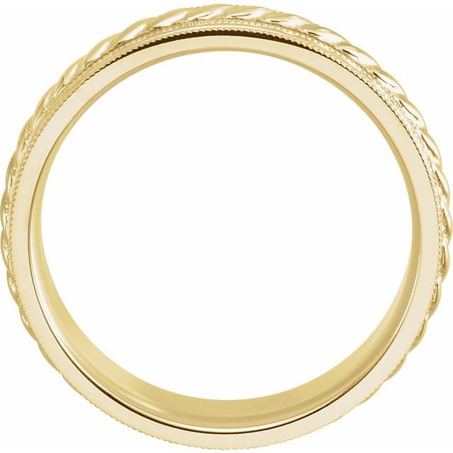 14k Yellow 7 Mm Rope Pattern Band With Milgrain Size 10