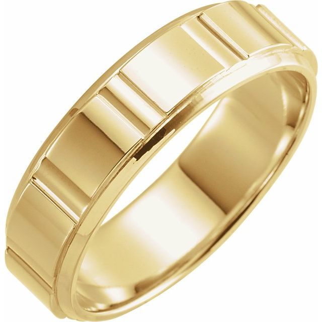 14k Yellow 6 Mm Patterned Band Size 7