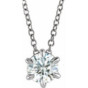 14K White 1 CT Lab-Grown Diamond Solitaire 16-18' Necklace