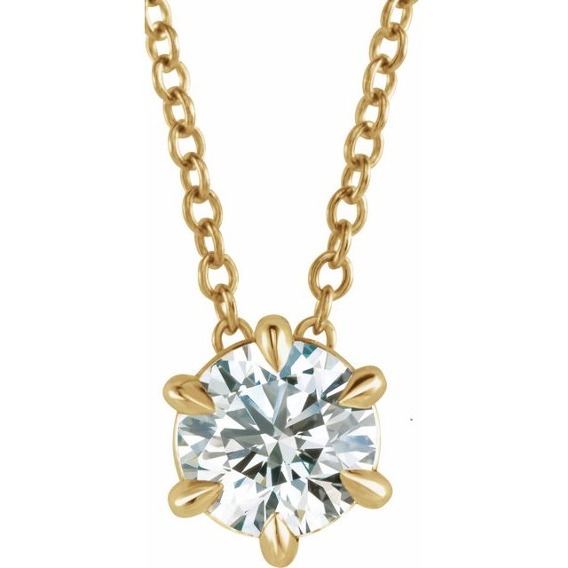 14K Yellow 3/8 CT Lab-Grown Diamond Solitaire 16-18' Necklace
