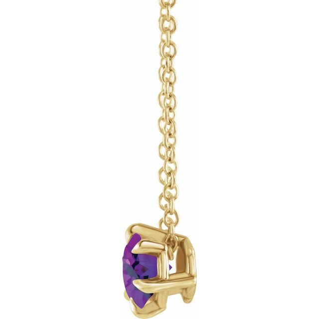 14K Yellow 4 mm Natural Amethyst Solitaire 16-18' Necklace