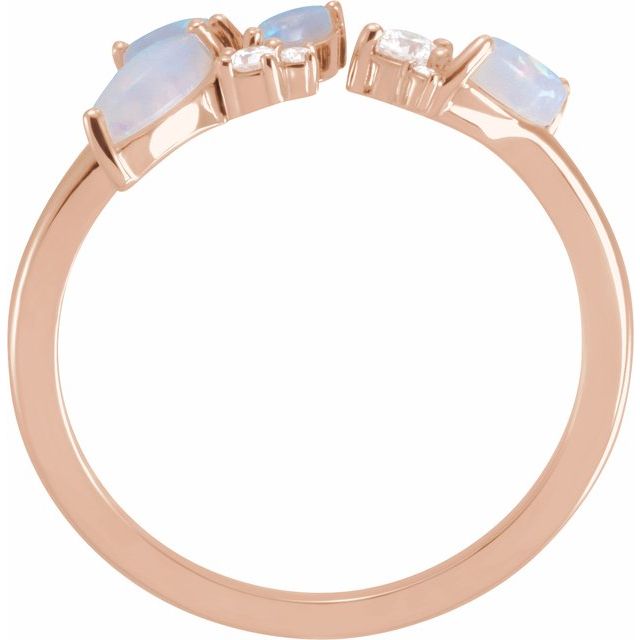 14K Rose Natural White Opal & 1/10 CTW Natural Diamond Negative Space Ring