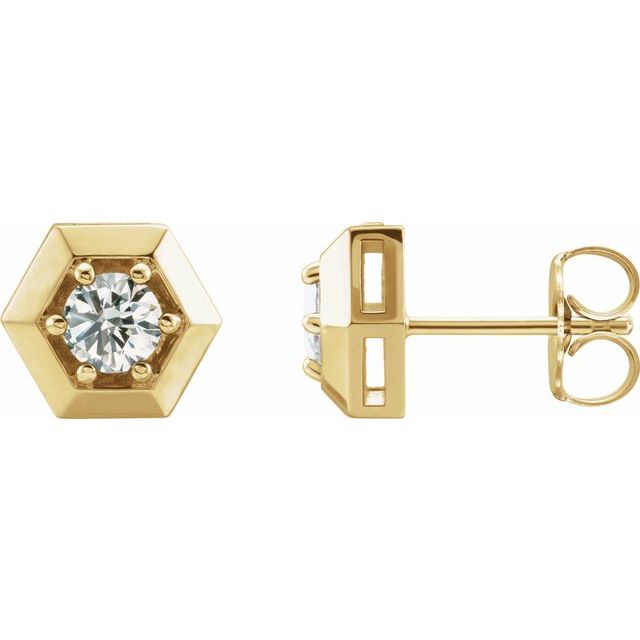 14K Yellow 1/2 CTW Natural Diamond Geometric Earrings